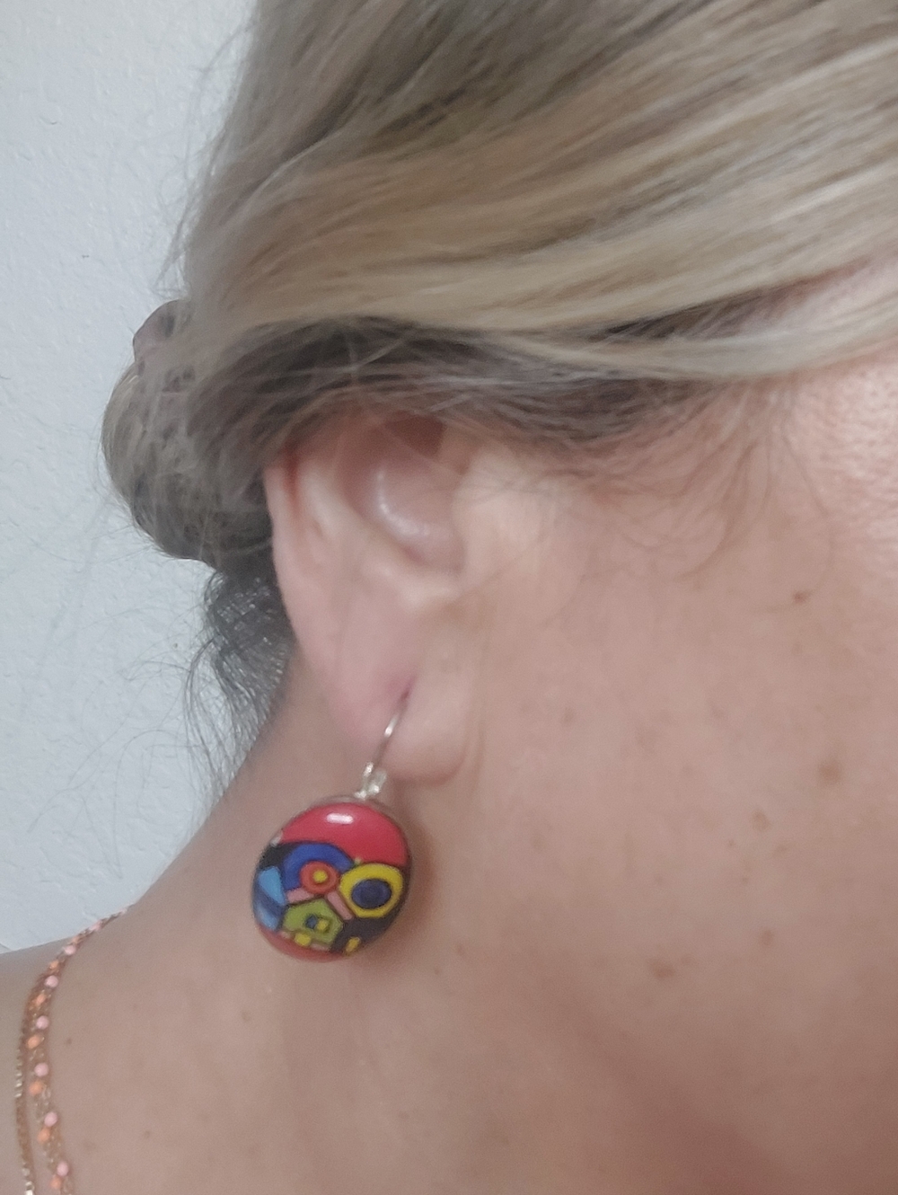 ENAMEL EARRINGS Colorful Abstract Design - Picture 6 of 6